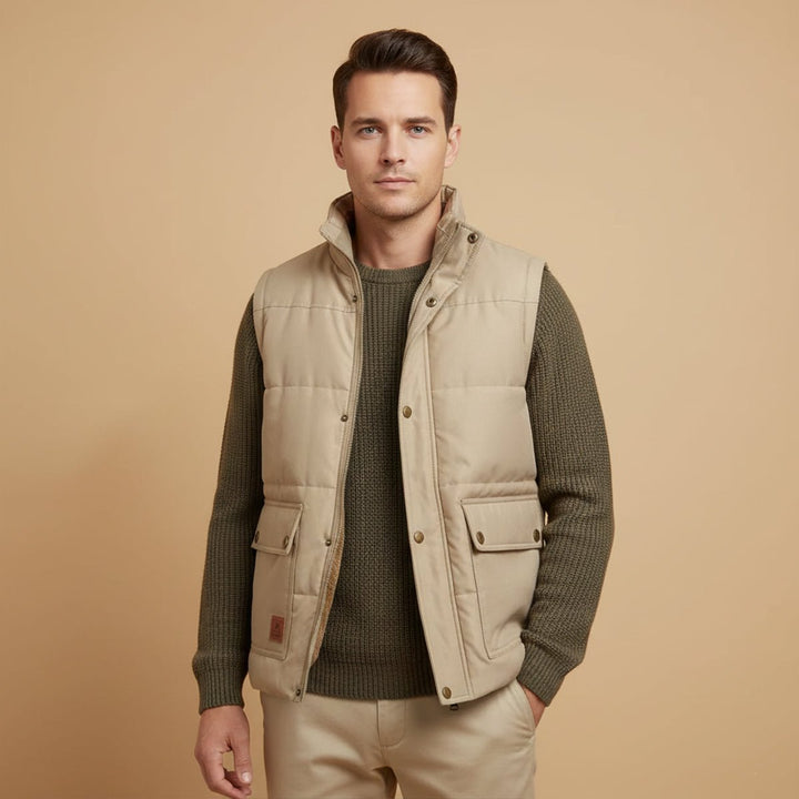 Men's Warm Modern Lined Winter Vest | Dual Cargo Pocket Alternate
