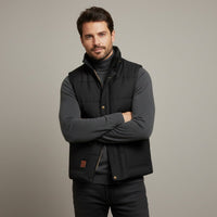 Men's Warm Modern Lined Winter Vest | Dual Cargo Pocket Angle