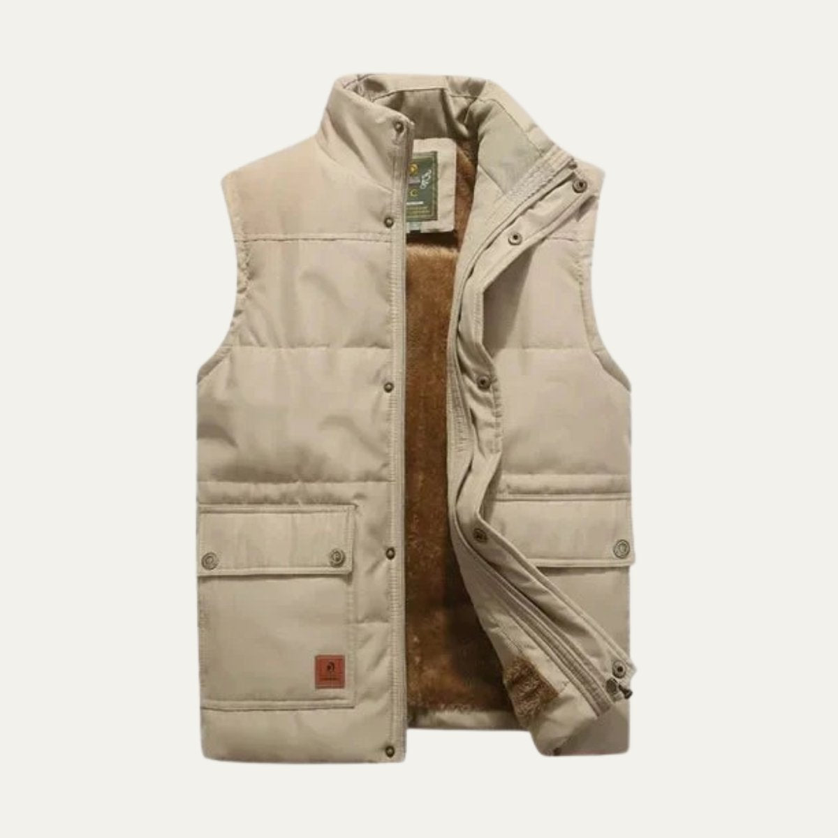 Men's Warm Modern Lined Winter Vest | Dual Cargo Pocket Full
