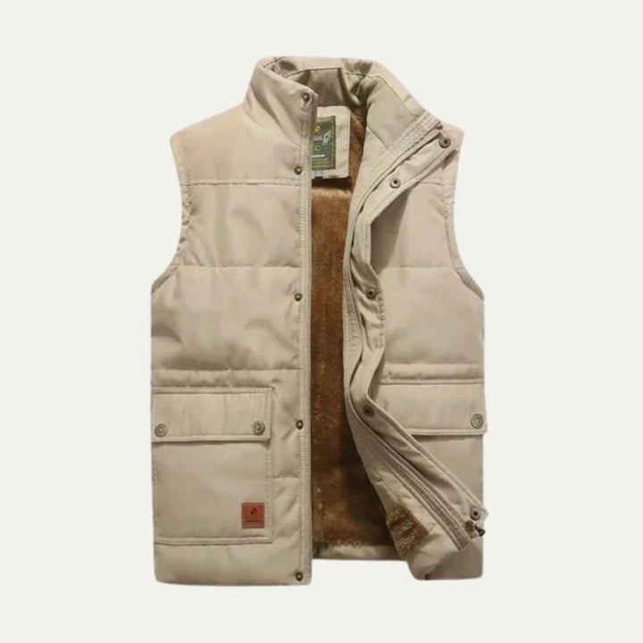 Men's Warm Modern Lined Winter Vest | Dual Cargo Pocket Full