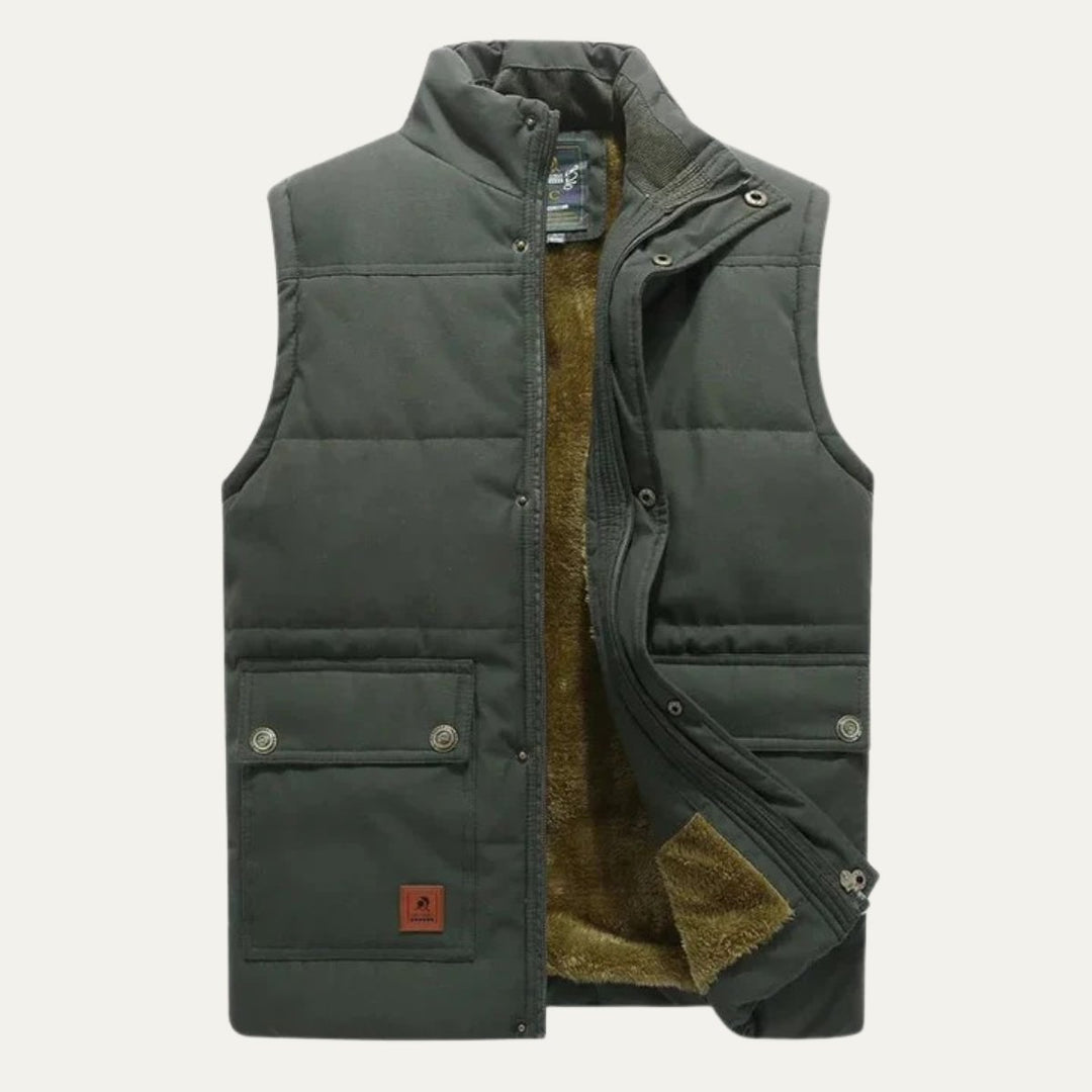 Men's Warm Modern Lined Winter Vest | Dual Cargo Pocket View 11