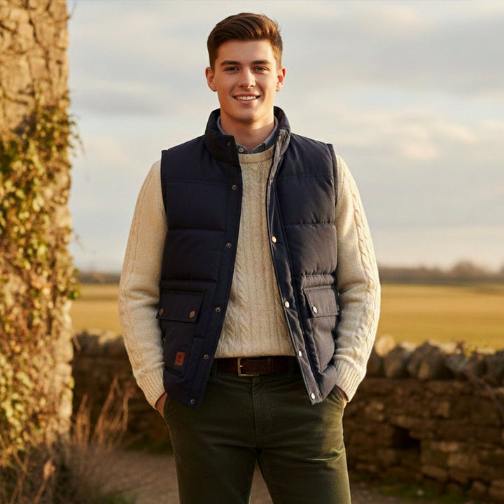 Men's Warm Modern Lined Winter Vest | Dual Cargo Pocket View 13