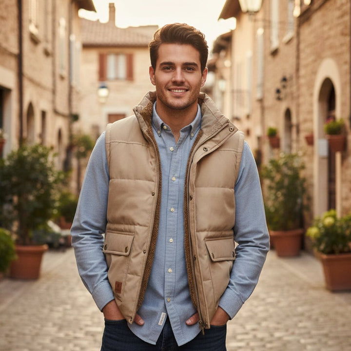 Men's Warm Modern Lined Winter Vest | Dual Cargo Pocket View 14