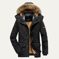 Men's Warm Winter Parka Jacket | Detachable Fur Hood Lined Back