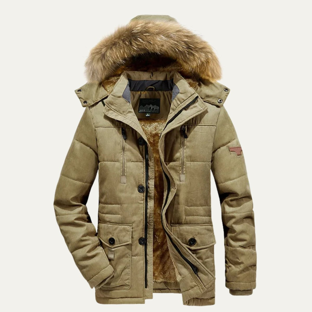 Men's Warm Winter Parka Jacket | Detachable Fur Hood Lined Hero