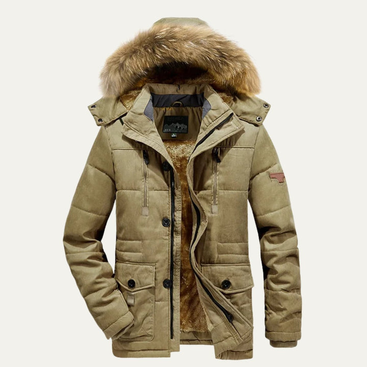 Men's Warm Winter Parka Jacket | Detachable Fur Hood Lined Hero
