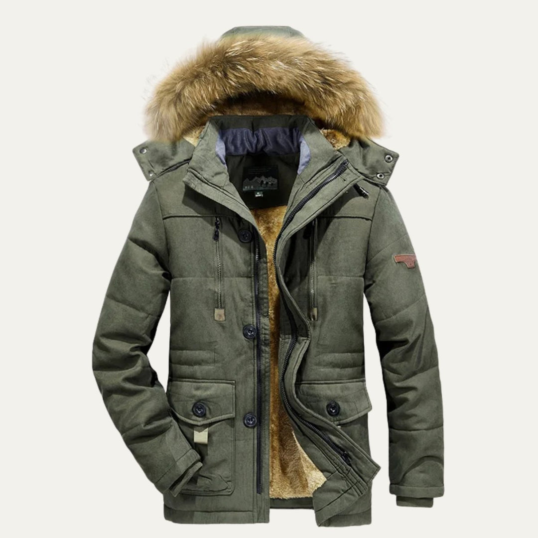 Men's Warm Winter Parka Jacket | Detachable Fur Hood Lined Lifestyle