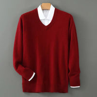 Men's Warm Wool Blend V Neck Knitted Pullover | Loose Fit Alternate