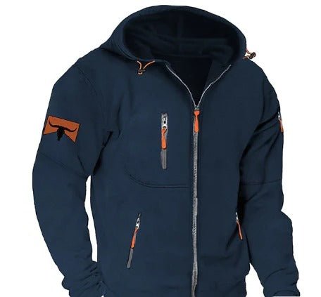 Men's Warm Zip-Up Hoodie | Chest Pocket Casual Fit Detail