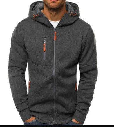 Men's Warm Zip-Up Hoodie | Chest Pocket Casual Fit Front