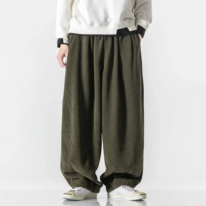 Men's Wide Leg Corduroy Sweatpants | Relaxed Fit Close Up