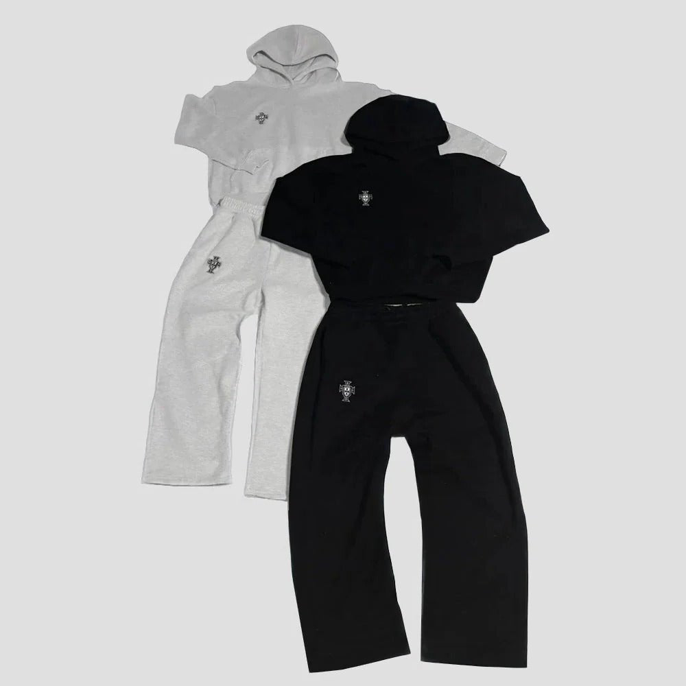 Men's Wide Leg Tracksuit | Relaxed Casual Fit Detail