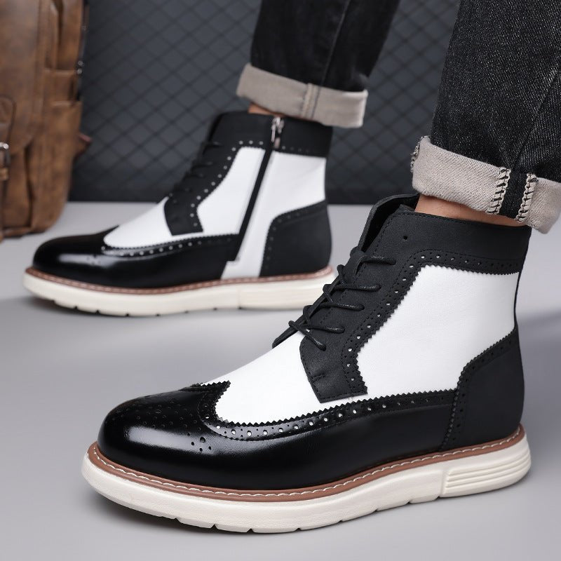 Men's Wingtip Brogue Boots | Leather Hybrid Lug Sole Back