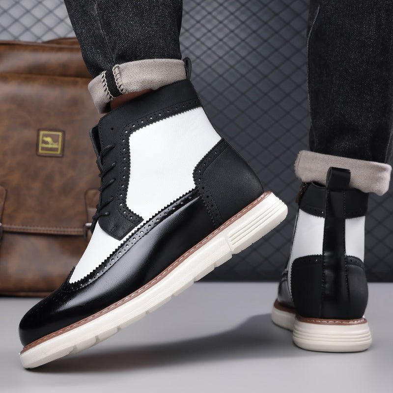 Men's Wingtip Brogue Boots | Leather Hybrid Lug Sole Close Up