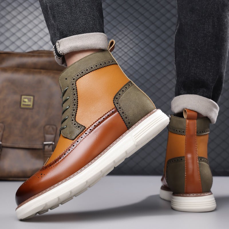 Men's Wingtip Brogue Boots | Leather Hybrid Lug Sole Detail