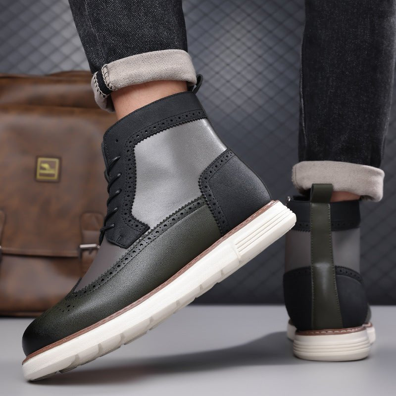 Men's Wingtip Brogue Boots | Leather Hybrid Lug Sole Full