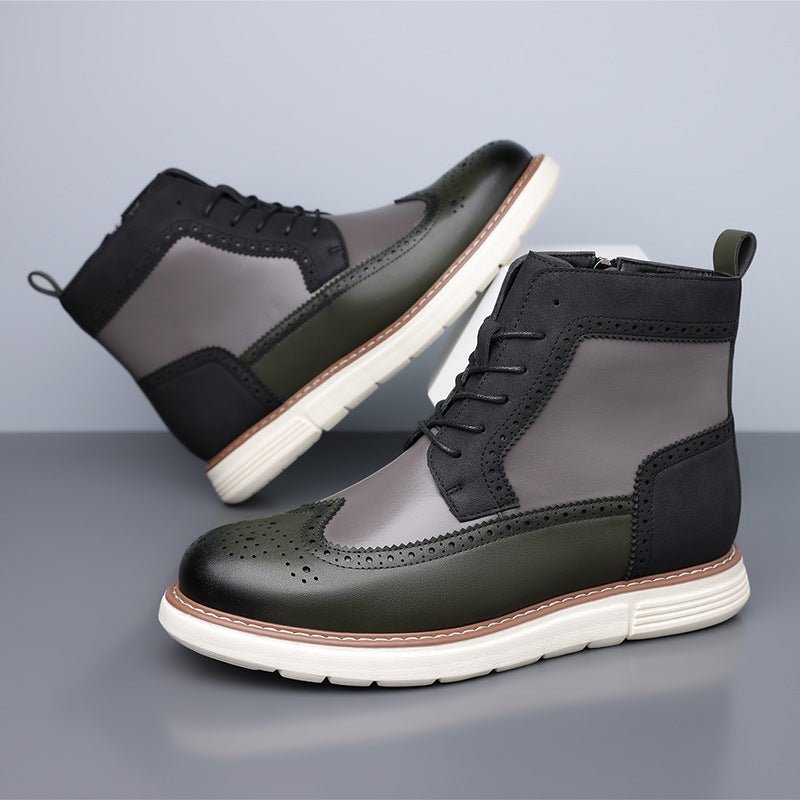Men's Wingtip Brogue Boots | Leather Hybrid Lug Sole Lifestyle