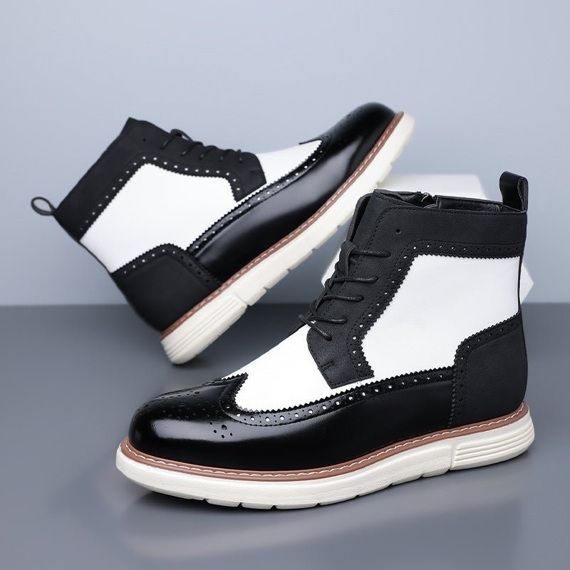 Men's Wingtip Brogue Boots | Leather Hybrid Lug Sole Side