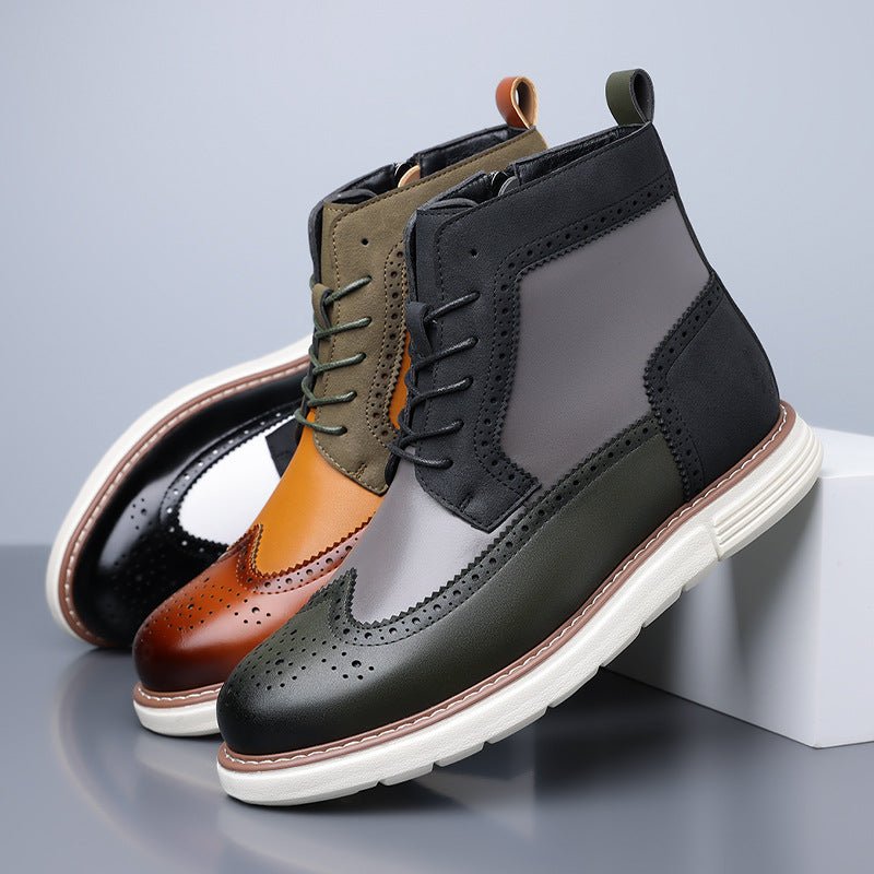 Men's Wingtip Brogue Boots | Leather Hybrid Lug Sole View 11