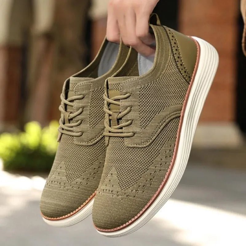 Men's Wingtip Slip-On Sneakers | Mesh Breathable Cushioned Sole Back