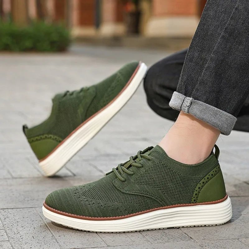 Men's Wingtip Slip-On Sneakers | Mesh Breathable Cushioned Sole Front
