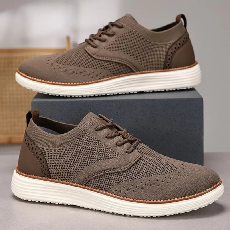 Men's Wingtip Slip-On Sneakers | Mesh Breathable Cushioned Sole Lifestyle