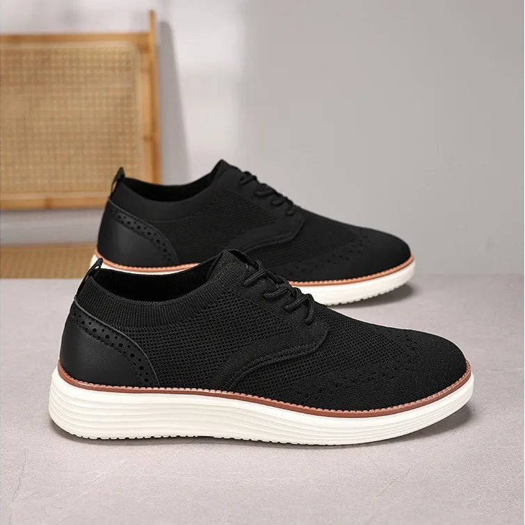 Men's Wingtip Slip-On Sneakers | Mesh Breathable Cushioned Sole Side