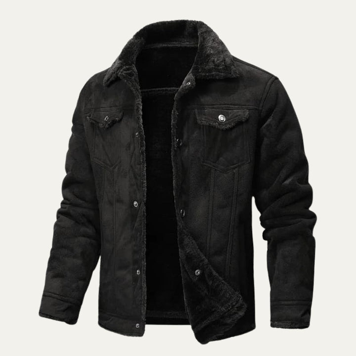 Men's Winter Shearling Biker Leather Jacket | Sherpa Lined Back