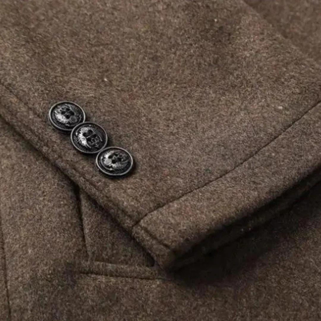 Men's Wool Blend Classic Trench Coat | Detachable Inner Vest Back