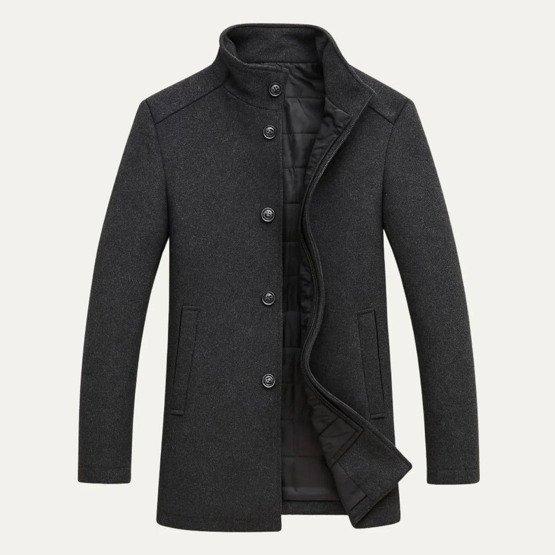 Men's Wool Blend Classic Trench Coat | Detachable Inner Vest Close Up
