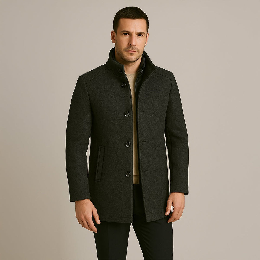 Men's Wool Blend Classic Trench Coat | Detachable Inner Vest Lifestyle