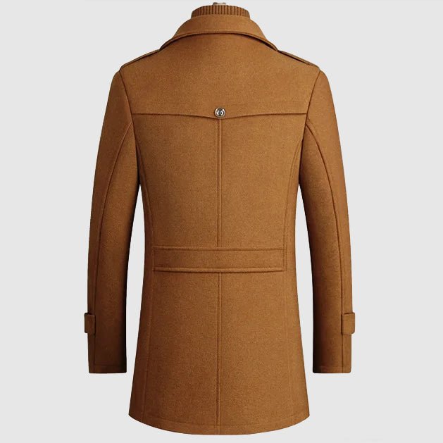 Men's Wool Blend Coat | Layered Collar Trench Back