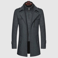 Men's Wool Blend Coat | Layered Collar Trench Detail