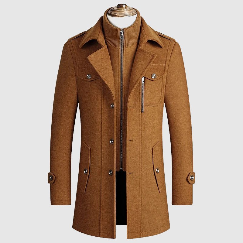 Men's Wool Blend Coat | Layered Collar Trench Hero