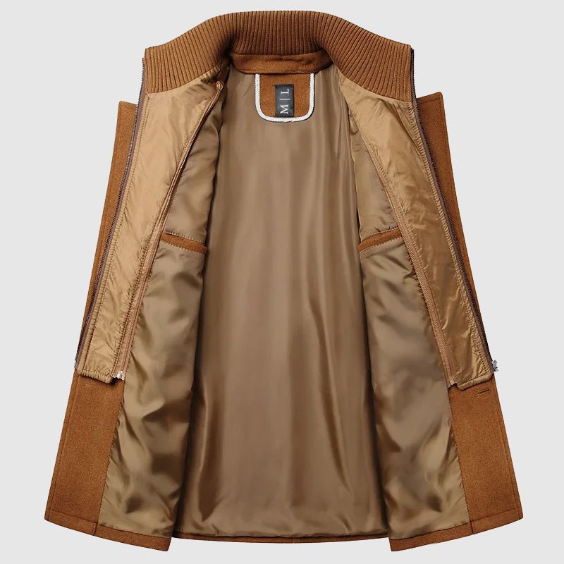 Men's Wool Blend Coat | Layered Collar Trench Side