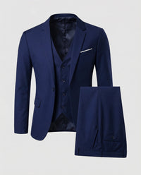 Men's Wool Blend Three-Piece Suit Back