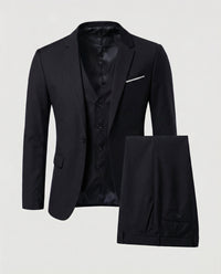 Men's Wool Blend Three-Piece Suit Close Up