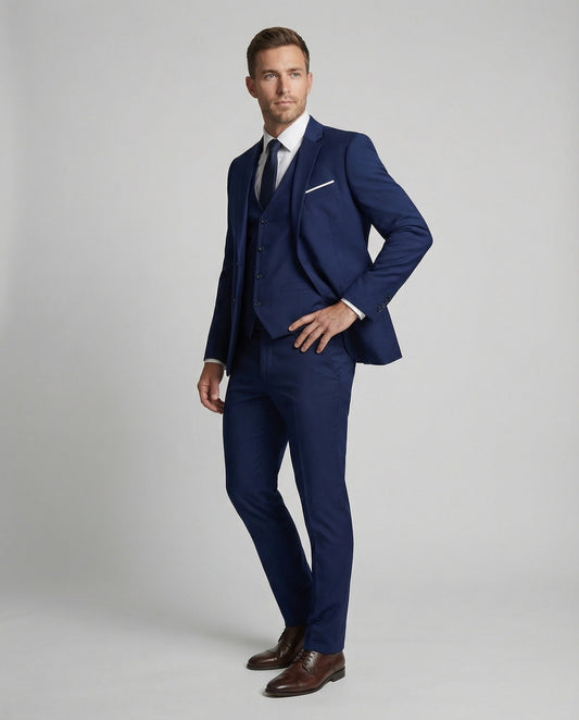Men's Wool Blend Three-Piece Suit Front