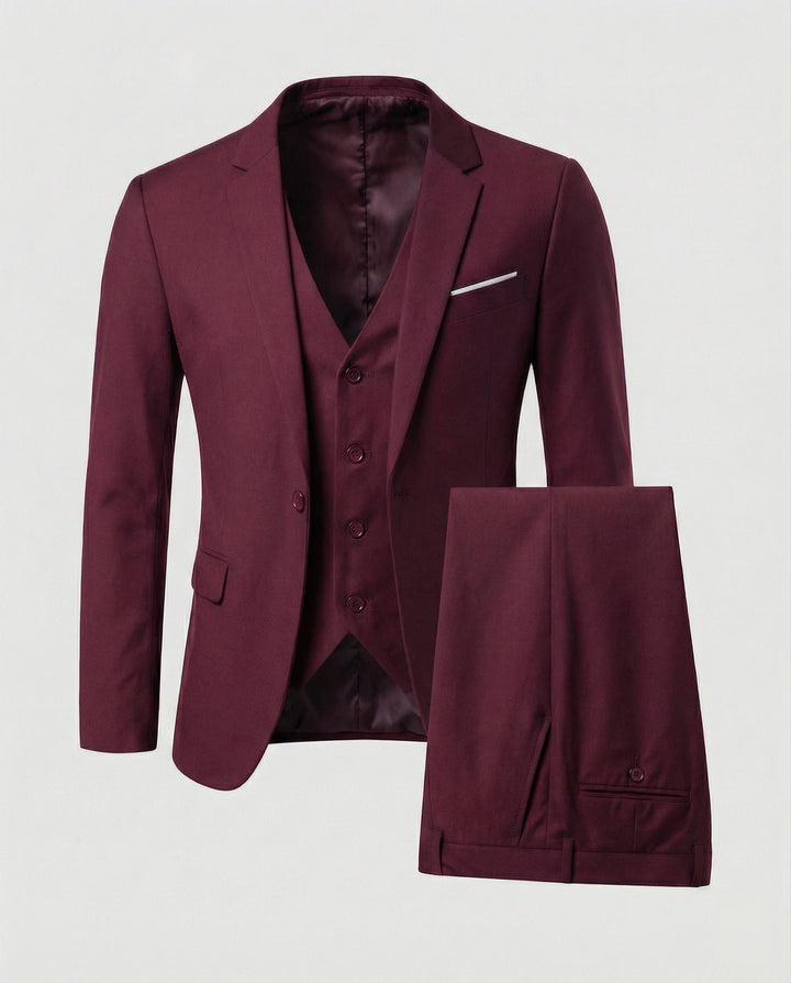 Men's Wool Blend Three-Piece Suit Full