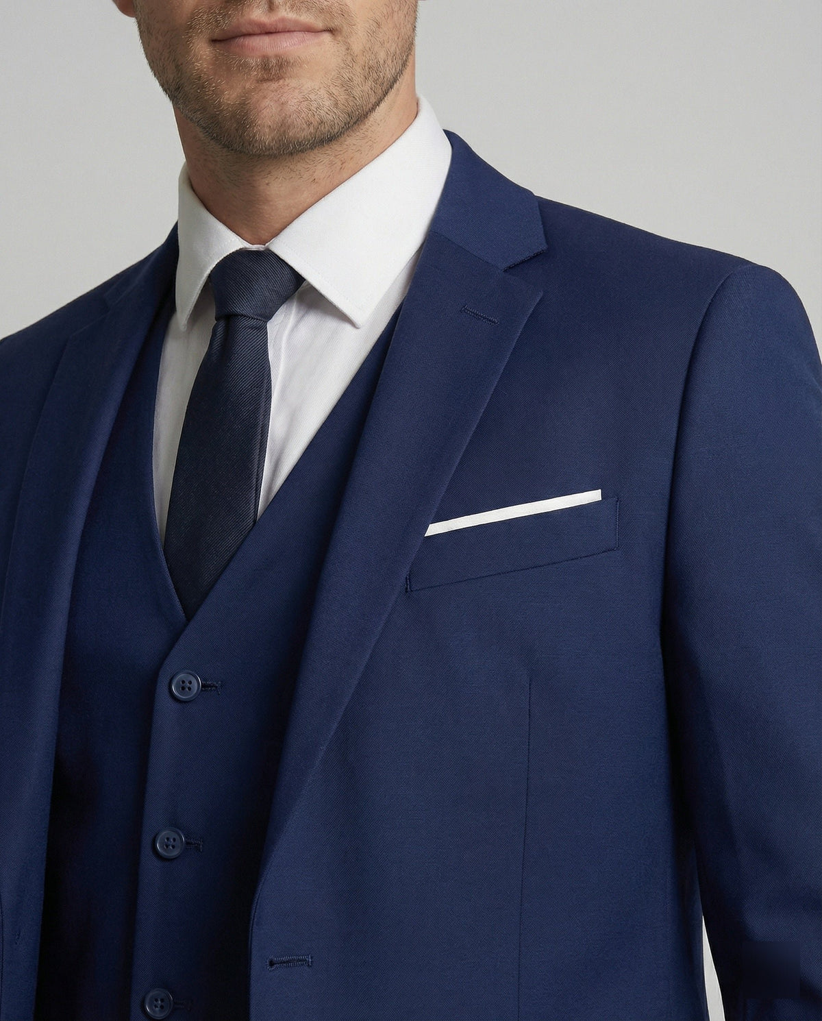 Men's Wool Blend Three-Piece Suit Side
