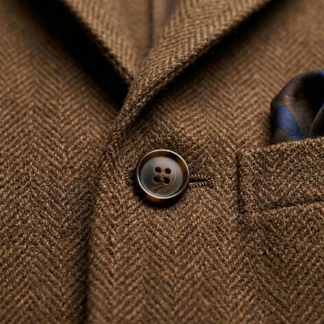 Men's Wool Single Breasted Tweed Blazer Jacket | Stand Collar Angle