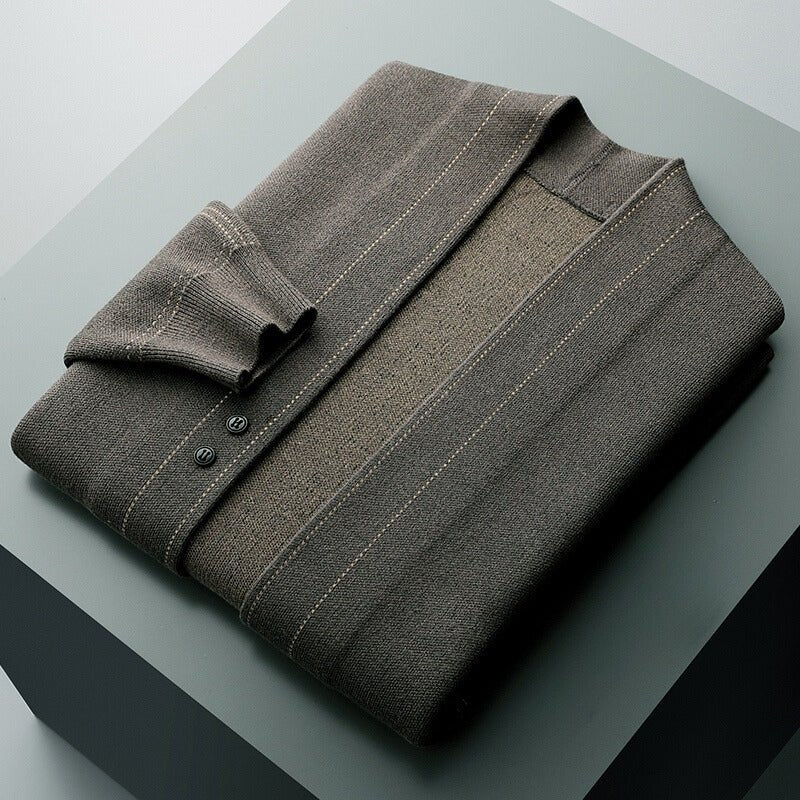 Men's Wool Weaver Cardigan | Contrast Stitch Back