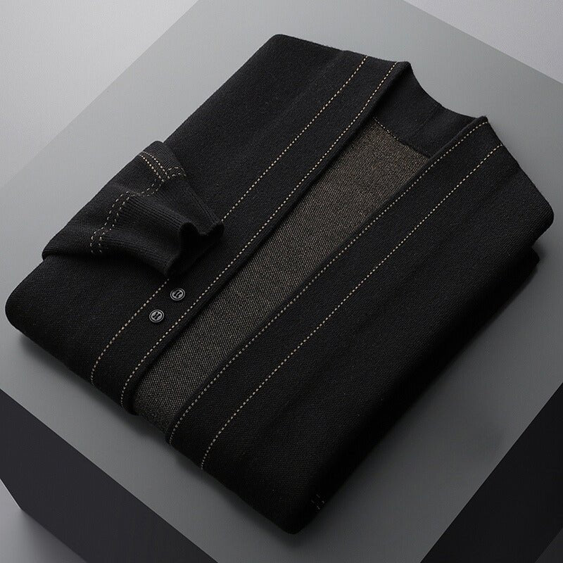Men's Wool Weaver Cardigan | Contrast Stitch Close Up