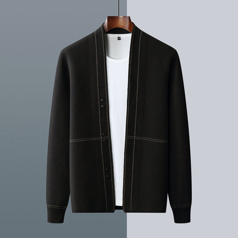 Men's Wool Weaver Cardigan | Contrast Stitch Detail