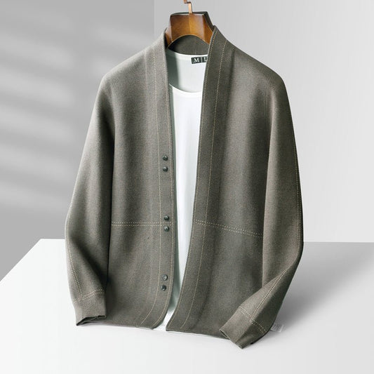 Men's Wool Weaver Cardigan | Contrast Stitch Hero