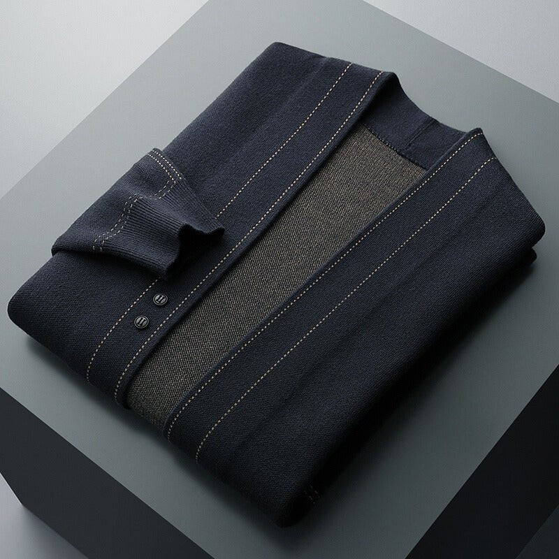 Men's Wool Weaver Cardigan | Contrast Stitch Side