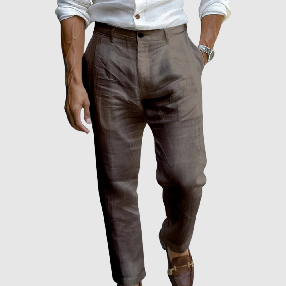 Men's Wrinkled Linen Pants | Straight Cut Back