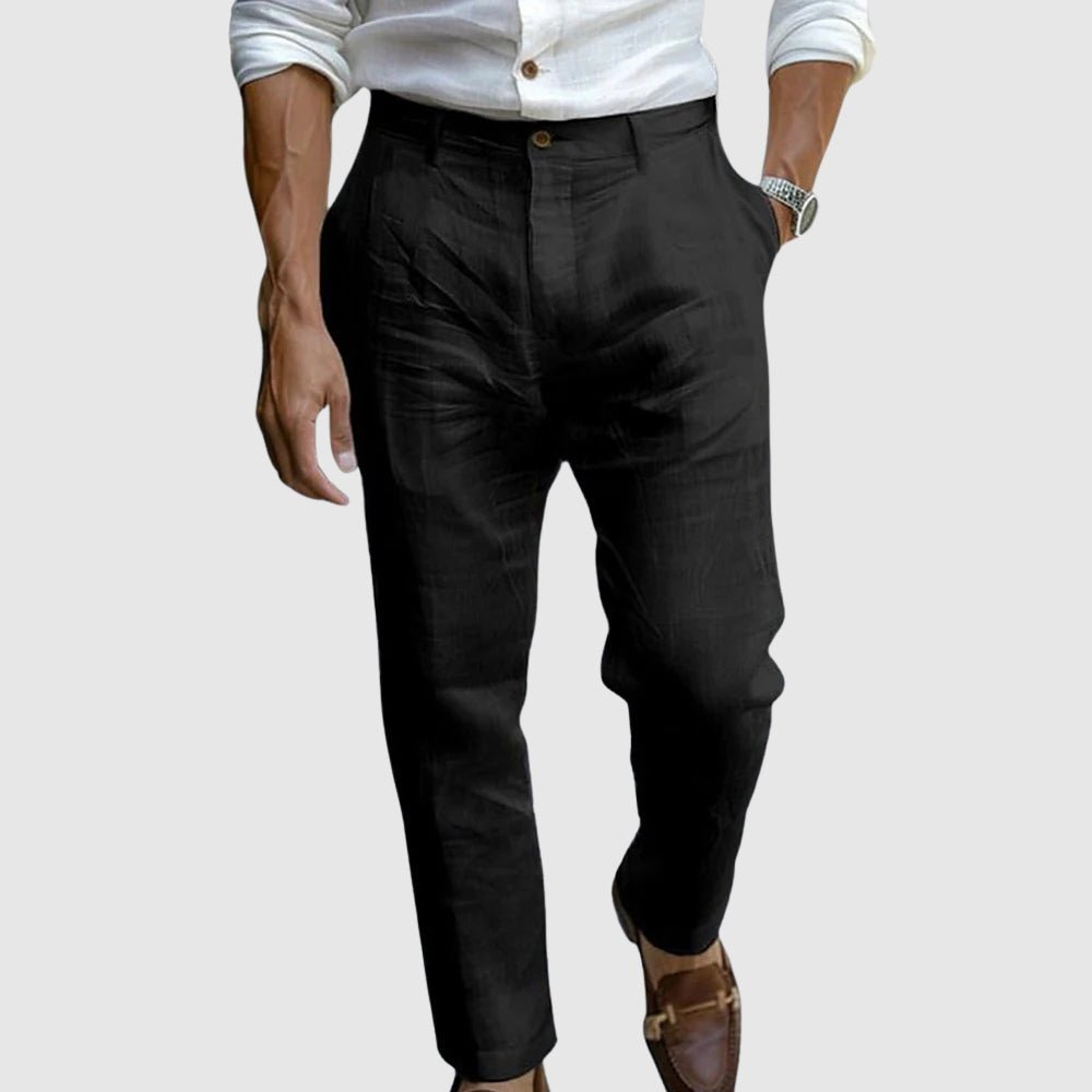 Men's Wrinkled Linen Pants | Straight Cut Front