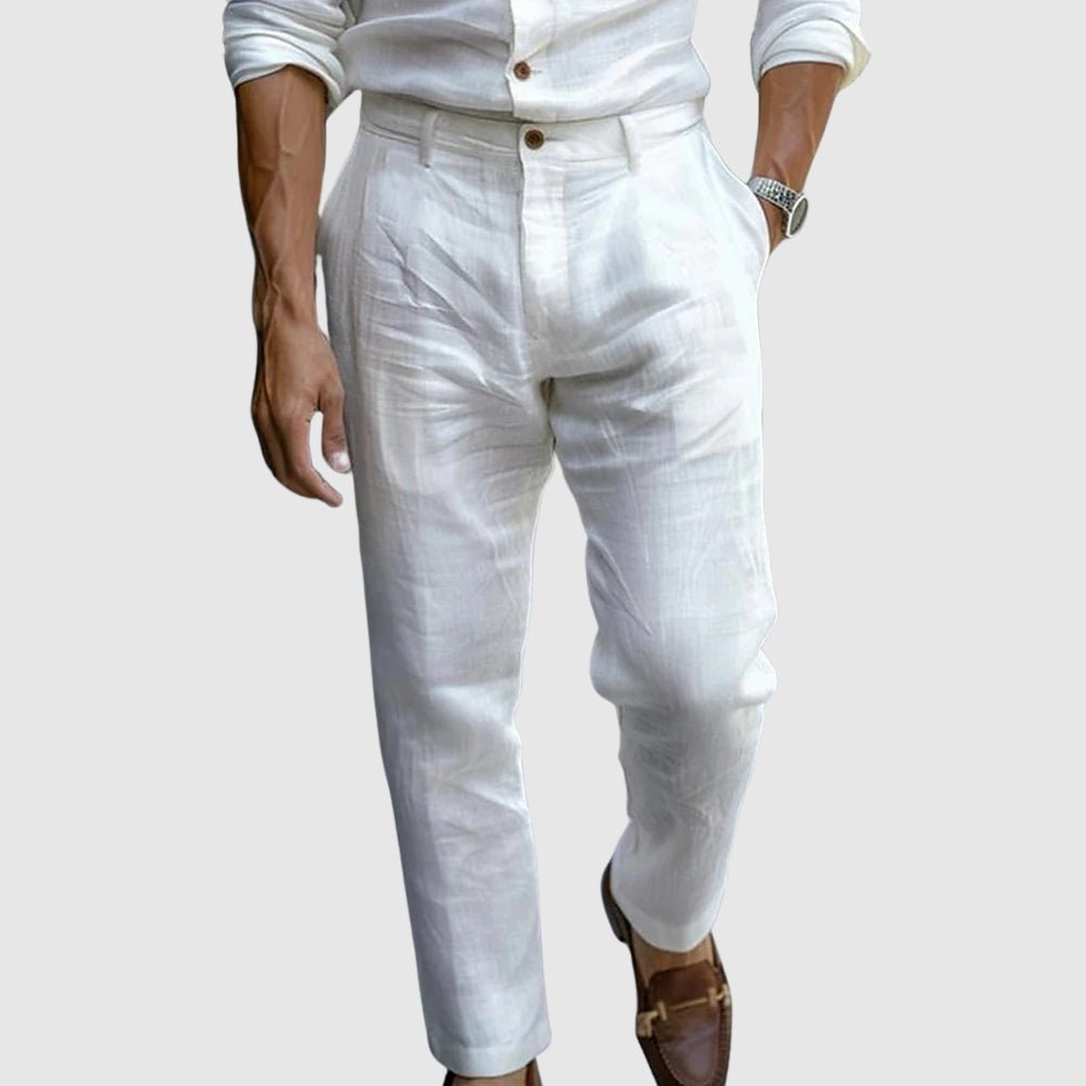 Men's Wrinkled Linen Pants | Straight Cut Side