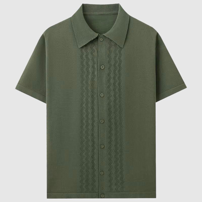 Men's Zigzag Knitted Shirt | Short Sleeve Back
